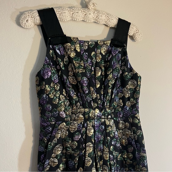 MARC JACOBS Size 8 Black, Gold & Purple Jacquard Cotton Blend Cocktail Dress - Picture 2 of 6